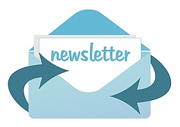 Illustration eines Briefumschlags mit dem Schriftzug newsletter