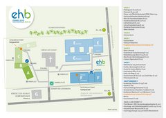 Illustration Campus EHB mit Plan der Gebäude und Zuordnung der Bereiche