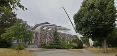 Blick auf die Dachkonstruktion Audimax zur energetischen Sanierung