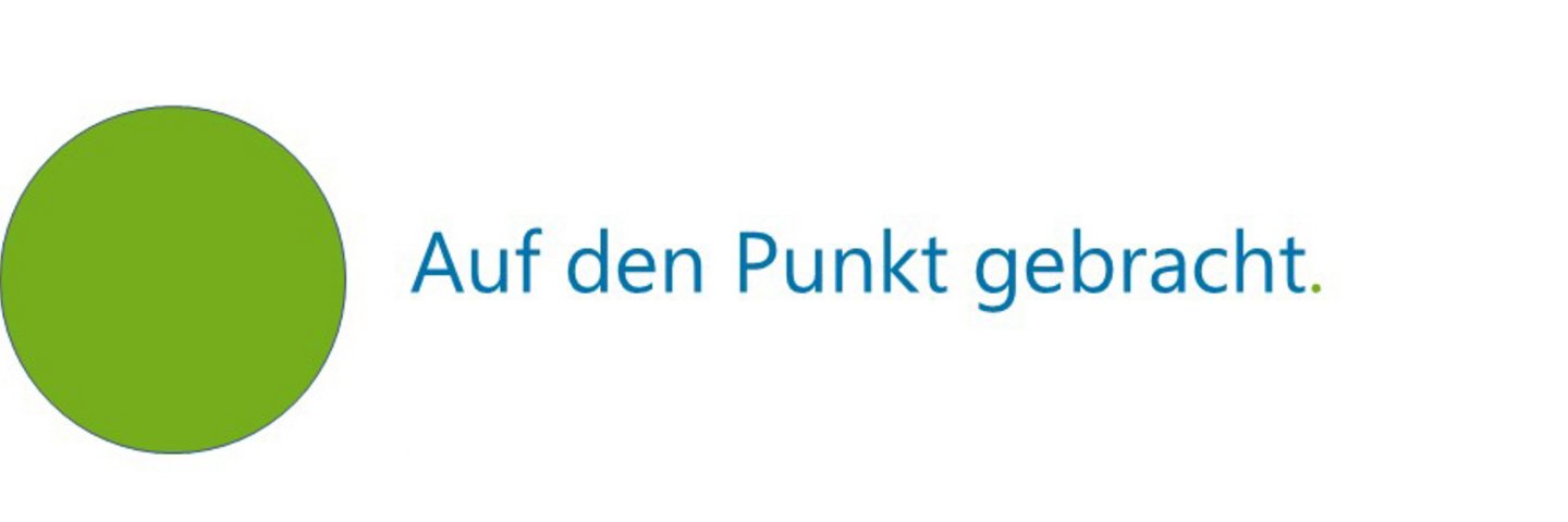 Punkt und Schriftzug "Auf den Punkt gebracht."