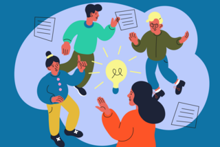 Illustration: Menschen im Austausch