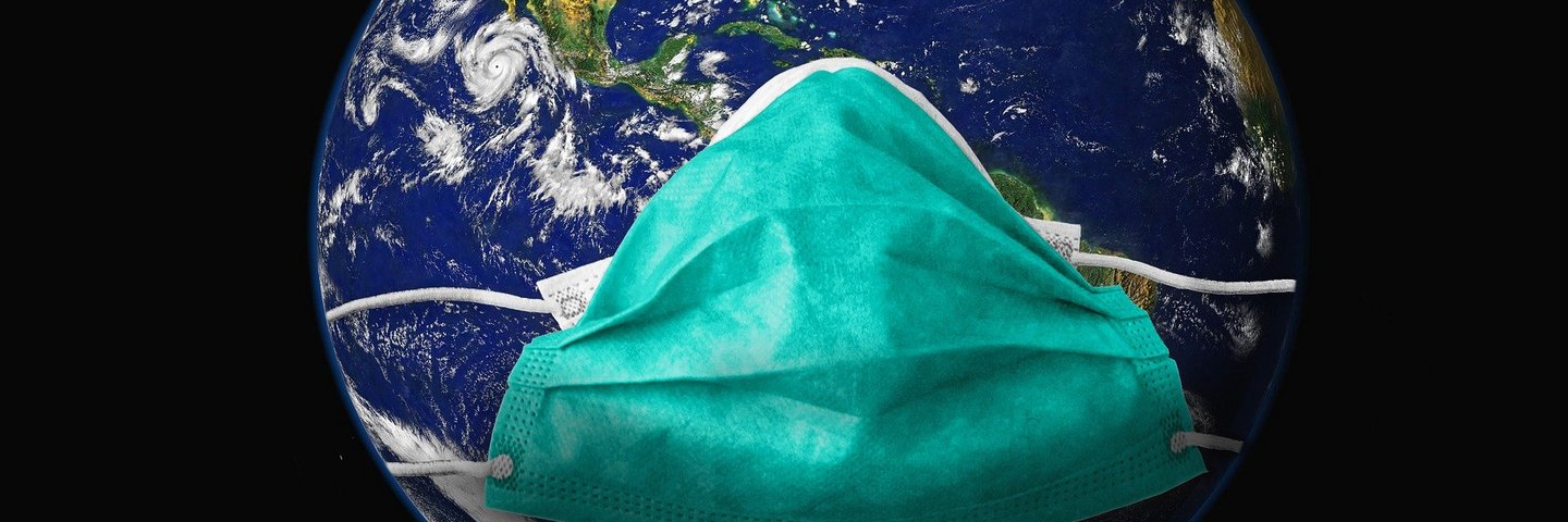 Ein Bild der Erde, wie sie eine Gesichtsmaske trägt