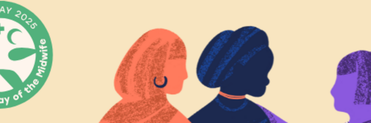 Illustration zeigt eine Gruppe: eine Frau mit Baby, eine Schwangere und eine medizinische Fachperson