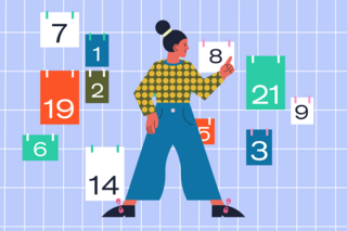 Illustration: Frau an einer Terminwand