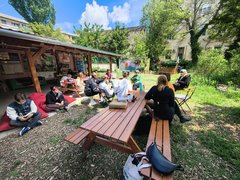 students enjoying a break
