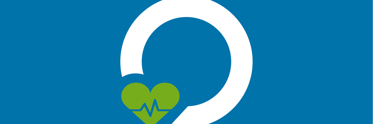 Das Bild zeigt ein stilisiertes Icon: Weißer Kreis auf grünem Grund mit einem grünen Herz mit Fieberkurve unten links. 