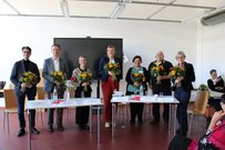 Teilnehmende der Podiumsdiskussion unter der Moderation von Prof.in Dr. Monika Habermann von der Hochschule Bremen, Zentrum für Pflegeforschung und Beratung, ZePB (ganz rechts)