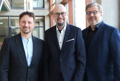 v.l.n.r.: Prof. Dr. Michael Komorek (Vizepräsident), Prof. Dr. Sebastian Schröer-Werner (Präsident) Andreas Flegl (Kanzler). Foto EHB 