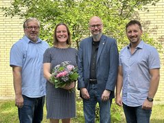 Das zukünftige Präsidium der EHB: Kanzler Andreas Flegl, designierte Vizepräsidentin Prof.in Dr. Lena Kreck, Präsident Prof. Dr. Sebastian Schröer-Werner und Vizepräsident Prof. Dr. Michael Komorek