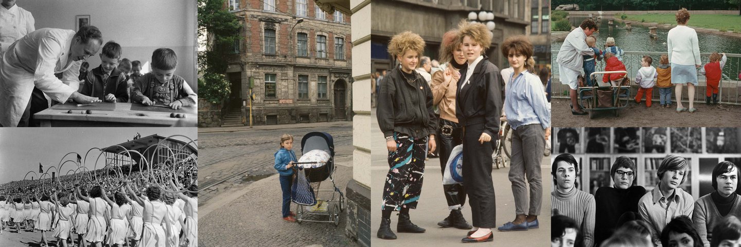Collage aus mehreren Fotos zur DDR Geschichte
