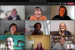 Teilnehmerinnen beim digitalen Kooperationstreffen des Projekts „ASK an Midwife“