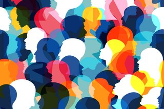 Menschen Profil Köpfe. Nahtlose Muster von einer Menge von vielen verschiedenen Köpfen